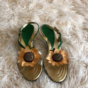 J Renee yellow sunflower rhinestone gold clear